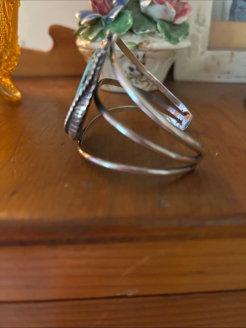 Cool Turquoise Stone Sterling Silver Cuff Bracelet